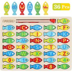 Nashrio Numbers & Letters Magnetic Wooden Fishing Game