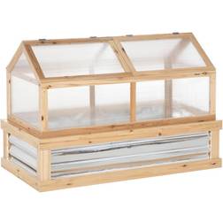 OutSunny Raised Garden Bed Kit with Greenhouse Wood Polycarbonate