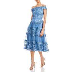 Tadashi Shoji Off-the-Shoulder Floral Embroidered Dress