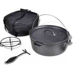 vidaXL Dutch Oven 11.3L with Lid Lifter Schwarz