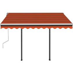 vidaXL Tenda Da Sole Retrattile Manuale LED 3x2.5 cm Arancio Marrone - Multicolore