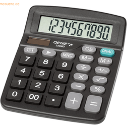 Genie Calculatrice de bureau 220 MD, 10 chiffres, double alimentation (solaire et batterie) 1 pièce, design compact, noir