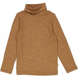 Wheat Long-sleeved Wool Turtleneck - Clay Melange