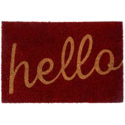 Premier Housewares Hello Doormat, PVC Backed Red
