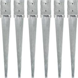 vidaXL Picchetti di Terra 6 pz Argento 10x10x76 cm in Acciaio Zincato