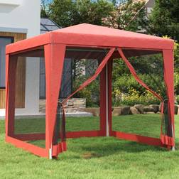 vidaXL Tente de Fête avec 4 Parois Latérales en Maille 2.5x2.5 m Rouge