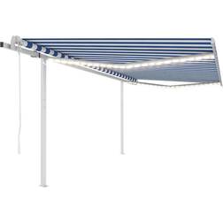 Be Basic Toldo Automático LED Sensor De Viento Azul Y Blanco 4x3,5 m