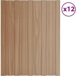 vidaXL Panel De Tejado Acero Galvanizado Color Madera 12 Uds 60x45 Cm