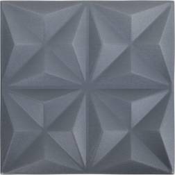 vidaXL 12x 3D Wall Panels Origami Grey Self-adhesive DIY Decor Wallpaper Cover