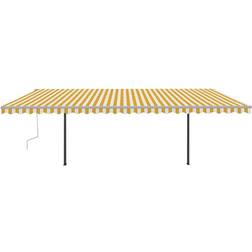 Be Basic Tenda Da Sole Retrattile Manuale Con Pali 6x3,5 m Gialla Bianca