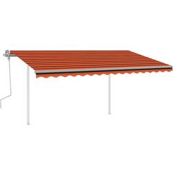 vidaXL Tenda Da Sole Retrattile Manuale LED 4,5x3 m Arancione Marrone