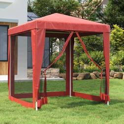 vidaXL Tenda Per Feste Con Pareti Laterali In Rete 2x2 m HDPE - Rosso