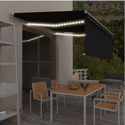 vidaXL markise + LED-lys 4,5x3 m manuel antracitgrå