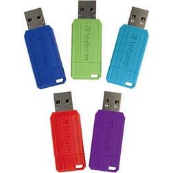 Verbatim PinStripe 16GB USB 2.0 Flash Drives, 5/Pack (99813) Assorted