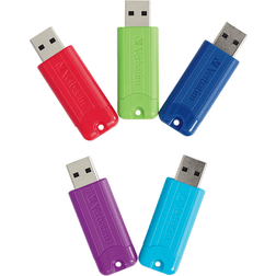 Verbatim PinStripe 16GB USB 3.2 Gen 1 Flash Drives, 5/Pack (70387) Assorted