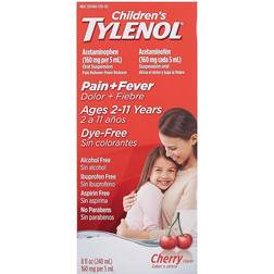 Tylenol's Children's Cherry Pain Reliever contains acetaminophen on little stomachs to reduce your little