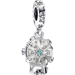 Pandora Snowflake Snowglobe Dangle Charm - Silver/Turquoise/Transparent