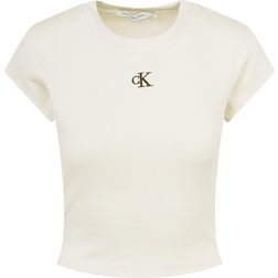 Calvin Klein Slim Cropped Ribbed T-shirt - White