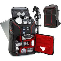 USA Gear Digital SLR Camera Backpack (Red) w/Padded Custom Dividers, Tripod Holder, Laptop Compartment, Rain Cover and Storage by for