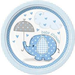 Unique Tallerkener til baby shower, elefant blå