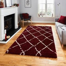 Think Rugs Scandi Berber G257 Shaggy White, Red