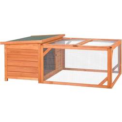 Pawhut Rabbit Hutch Off-ground - Small Animal House W/ Openable Roof