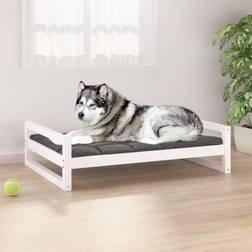 vidaXL Solid Pine Wood Dog Bed White Pet Sofa Puppy Dog Couch