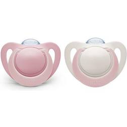 Nuk Genius 0-2 Månader Napp 2-pack, Rosa/Vit