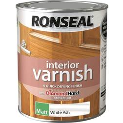 Ronseal 36866 Interior Varnish Quick Dry Wood Paint, Wood Protection White