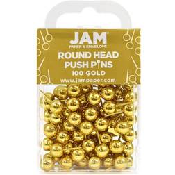 Jam Paper Map Thumb Tacks Push Pins, Gold