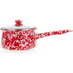 Golden Rabbit Red Swirl Enamelware with lid