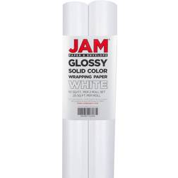 Jam Paper White Glossy Gift Wrap Wrapping 25 Sq Ft 2/Pack