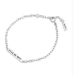 Efva Attling Take No Shit Power Plates Bracelet - Silver/Black