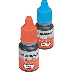 Accu-StampÂ Ink Refill, Pre-Inked, Red & Blue, 2/bottles, .35 oz each (032958) Multicolor