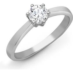 Jewelco London Claw Set Round Engagement Ring - White Gold/Diamond