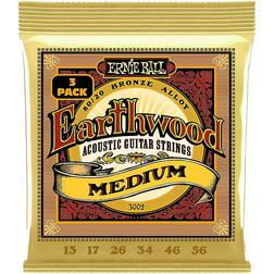 Ernie Ball Earthwood Medium 80/20 Bronze Acoustic Guitar Strings 3 Pack 13-56