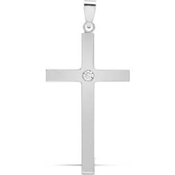 Jewelco London Cross Pendant - White Gold/Diamond