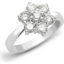 Jewelco London 18ct 0.75ct Diamond Stone Flower Cluster Ring 9mm