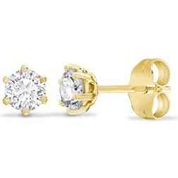 Jewelco London Solitaire Stud Earrings - Gold/Transparent