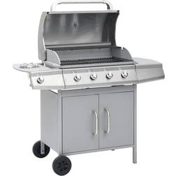 vidaXL Barbecue E Griglia A Gas 4+1 Fornelli Argento