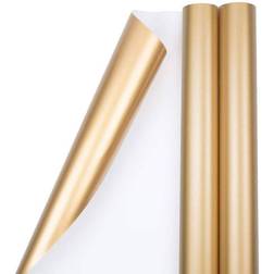 Jam Paper Gold Foil Matte Gift Wrap Wrapping 25 Sq Ft 2/Pack