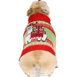Fun Llama Dog Ugly Sweater Green/Orange/Red