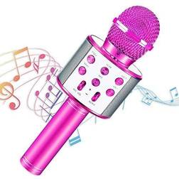 Microphone Wireless USB Speaker Karaoke Recording Model WS-858 Pink