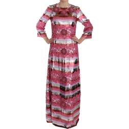 Dolce & Gabbana Women's Floral Sequined Crystal Gown Dress - Pink