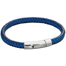 Fred Bennett Woven Leather Bracelet - Silver/Blue