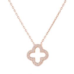 Latelita Open Clover Pendant Necklace - Gold/Transparent