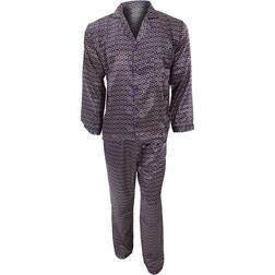 Universal Textiles Herren Satin Pyjama Mit Muster - Marineblau