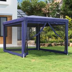 vidaXL Tenda Per Feste Con 4 Pareti Laterali In Rete Blu 3 x 4 m HDPE