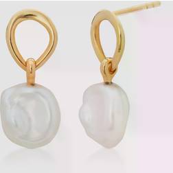 Monica Vinader Gold Nura Keshi Pearl Drop Earrings Pearl