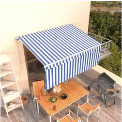 vidaXL Tenda Sole Retrattile Manuale con Parasole 3 x 2.5 m Blu e Bianco